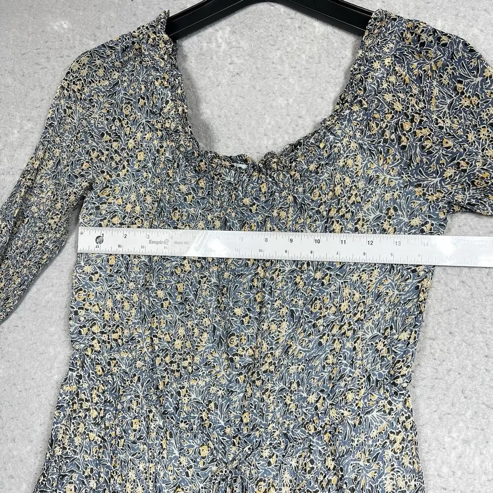 Anthropologie Dress Womens 8 Kira Blue Floral Off-The-Shoulder Peasant Dress